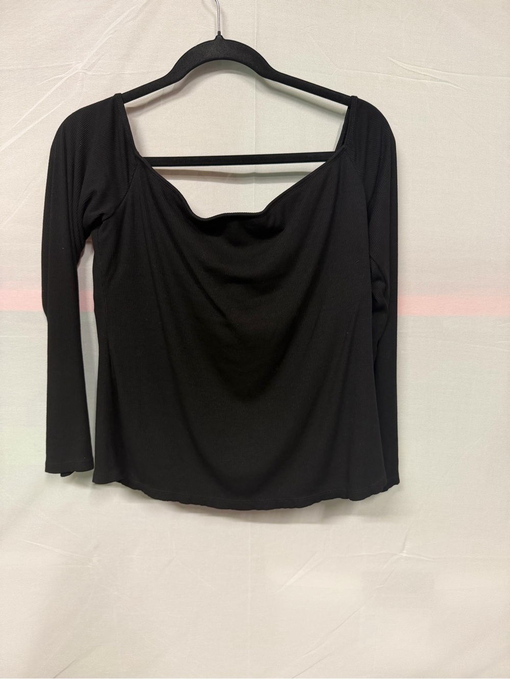 Ribbed Knit Off Shoulder Long Sleeve 2-in-1 Casual Top - Picture 3 of 8